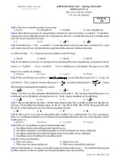 Kiểm tra học kì 1  Năm học 2014 -2015 môn vật lý 12 thời gian làm bài60 phút